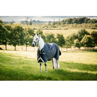 Coperta Horseware Rambo 1680D Turnout 50g Marino / temporale / grigio argento Blu marino