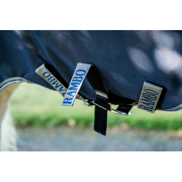 Coperta Horseware Rambo 1680D Turnout 50g Marino / temporale / grigio argento Blu marino
