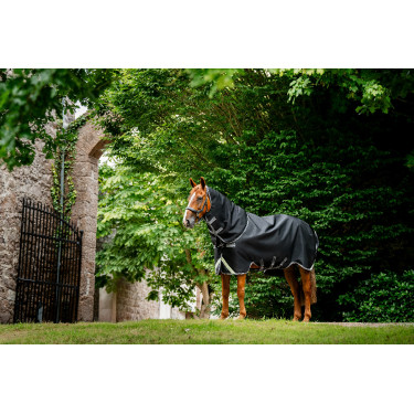 Coperta Horseware Rambo 1680D Turnout Plus 100g Nero / temporale / grigio argento
