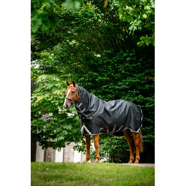 Coperta Horseware Rambo 1680D Turnout Plus 100g Nero / temporale / grigio argento