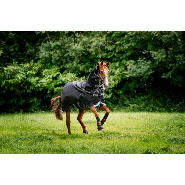 Coperta Horseware Rambo 1680D Turnout Plus 100g Nero / temporale / grigio argento