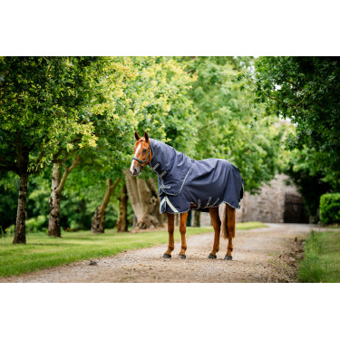 Coperta Horseware Rambo Duo Ripstop Plus Turnout Bundle (100g + 100g + 200g) Marino / temporale / grigio argento Blu marino