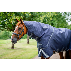 Coperta Horseware Rambo Duo Ripstop Plus Turnout Bundle (100g + 100g + 200g) Marino / temporale / grigio argento Blu marino