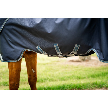 Coperta Horseware Rambo Duo Ripstop Plus Turnout Bundle (100g + 100g + 200g) Marino / temporale / grigio argento Blu marino