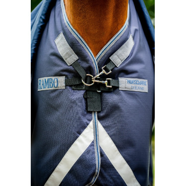 Coperta Horseware Rambo Duo Ripstop Plus Turnout Bundle (100g + 100g + 200g) Marino / temporale / grigio argento Blu marino