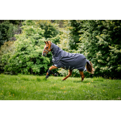 Coperta Horseware Rambo Duo Ripstop Plus Turnout Bundle (100g + 100g + 200g) Marino / temporale / grigio argento Blu marino