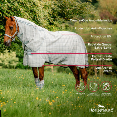 Copricollo anti-mosche Horseware Newmarket Carbone di legna Witney Grigio