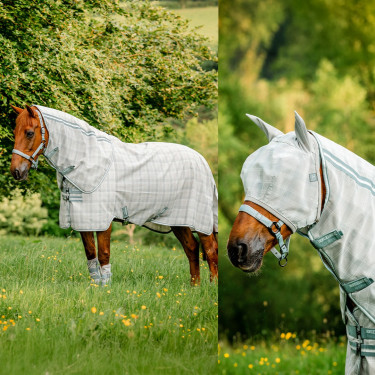 Copricollo anti-mosche Horseware Newmarket Carbone di legna Witney Grigio