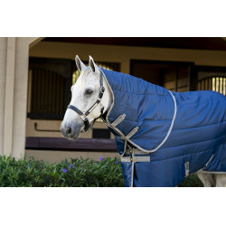 Copricollo da scuderia Horseware Amigo Ripstop Insulator 200g Marine / grigio titanio Blu marino