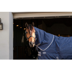 Copricollo da scuderia Horseware Rhino 200g Nero / grigio titanio / blu classico