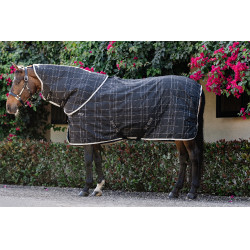 Copricollo da scuderia Horseware Rhino 200g Nero / quadri bianco grigi