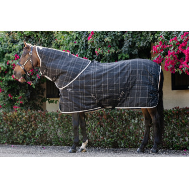 Copricollo da scuderia Horseware Rhino 200g Nero / quadri bianco grigi