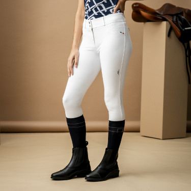 Pantaloni Horseware AA Aria con patch alle ginocchia a vita media Bianco