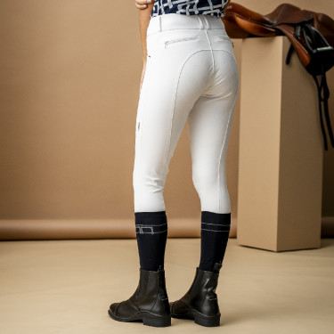 Pantaloni Horseware AA Aria con patch alle ginocchia a vita media Bianco