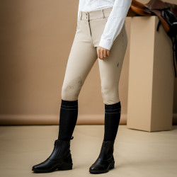 Pantaloni Horseware AA Aria con patch alle ginocchia a vita media Beige Pantaloni Horseware AA Aria con patch alle ginocchia a vita media Beige