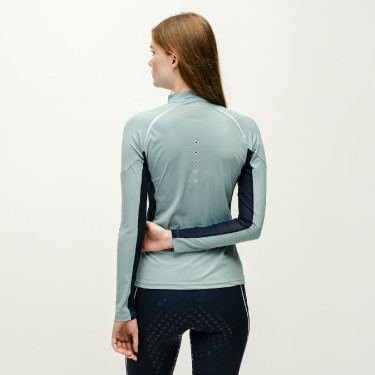 Polo 1/4 zip Horseware Stamina a maniche lunghe Saggio Blu