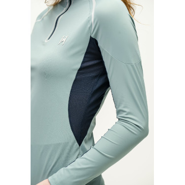 Polo 1/4 zip Horseware Stamina a maniche lunghe Saggio Blu