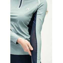 Polo 1/4 zip Horseware Stamina a maniche lunghe Saggio Blu