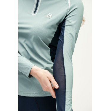 Polo 1/4 zip Horseware Stamina a maniche lunghe Saggio Blu