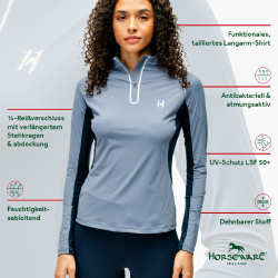 Polo 1/4 zip Horseware Stamina a maniche lunghe Blu Polo 1/4 zip Horseware Stamina a maniche lunghe Blu