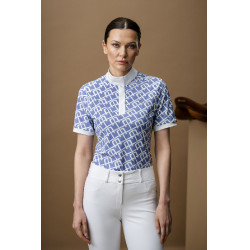 Polo da concorso Horseware AA Alcina maniche corte Stampa blu monogramma Motivi