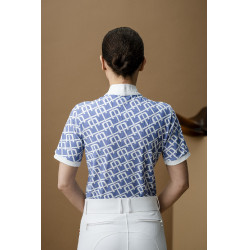 Polo da concorso Horseware AA Alcina maniche corte Stampa blu monogramma Motivi