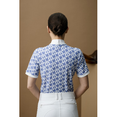 Polo da concorso Horseware AA Alcina maniche corte Stampa blu monogramma Motivi