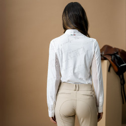 Polo da concorso Horseware AA Elena a maniche lunghe Bianco