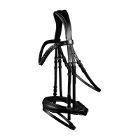 Briglia verniciata Waldhausen S-Line Blackshine capezzina combinata pull back Nero