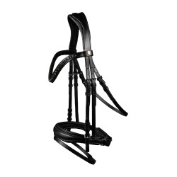 Briglia verniciata Waldhausen S-Line Blackshine capezzina combinata pull back Nero