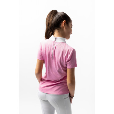 Polo da concorso Horze Kaya bambino con strass Begonia rosa Polo da concorso Horze Kaya bambino con strass Begonia rosa
