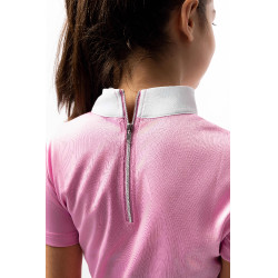 Polo da concorso Horze Kaya bambino con strass Begonia rosa