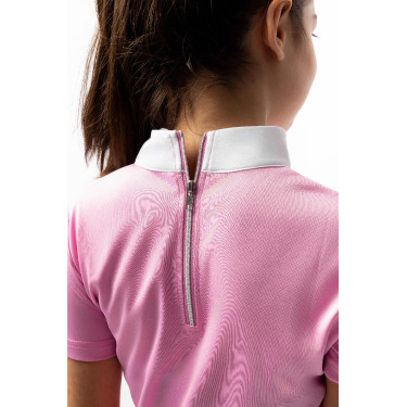Polo da concorso Horze Kaya bambino con strass Begonia rosa Polo da concorso Horze Kaya bambino con strass Begonia rosa