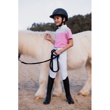 Polo da concorso Horze Kaya bambino con strass Begonia rosa Polo da concorso Horze Kaya bambino con strass Begonia rosa