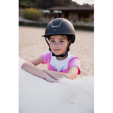 Polo da concorso Horze Kaya bambino con strass Begonia rosa Polo da concorso Horze Kaya bambino con strass Begonia rosa