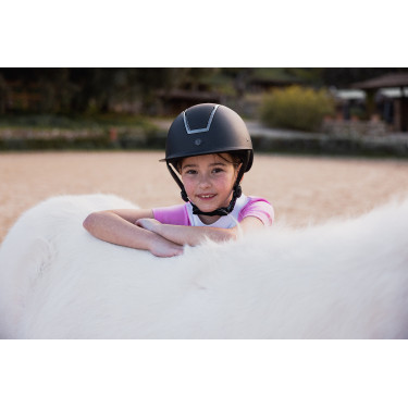 Polo da concorso Horze Kaya bambino con strass Begonia rosa Polo da concorso Horze Kaya bambino con strass Begonia rosa