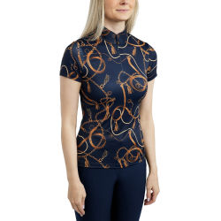 Polo a maniche corte Montar stampato Haily Bridle donna Marina Blu marino