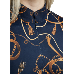 Polo a maniche corte Montar stampato Haily Bridle donna Marina Blu marino