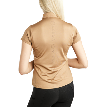 T-shirt da allenamento a maniche corte Montar MoElaine con logo laserato da donna Latté T-shirt da allenamento a maniche corte Montar MoElaine con logo laserato da donna Latté