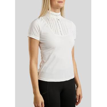 Polo raffinato Montar MoZitta Pintucks e cristalli gun metal donna