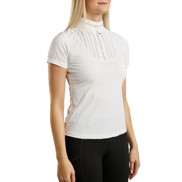 Polo raffinato Montar MoZitta Pintucks e cristalli gun metal donna Polo raffinato Montar MoZitta Pintucks e cristalli gun metal donna