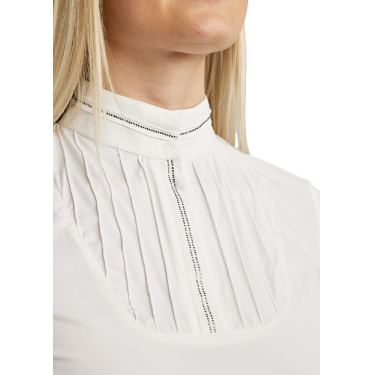 Polo raffinato Montar MoZitta Pintucks e cristalli gun metal donna Polo raffinato Montar MoZitta Pintucks e cristalli gun metal donna