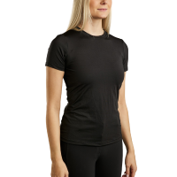 T-shirt in maglia a maniche corte Montar MoStella con logo inciso al laser da donna Nero