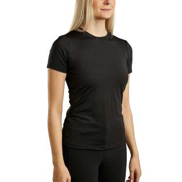 T-shirt in maglia a maniche corte Montar MoStella con logo inciso al laser da donna Nero