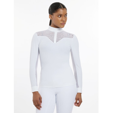 Polo da concorso LeMieux Emily a maniche lunghe Bianco