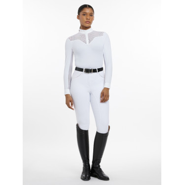 Polo da concorso LeMieux Emily a maniche lunghe Bianco