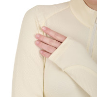 Strato base aderente a maniche lunghe da donna in tessuto tecnico Equestro Bianco antico / marrone