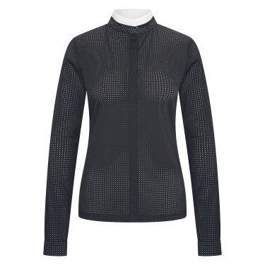 Polo da concorso in mesh Imperial Riding Grandprix a maniche lunghe da donna Nero