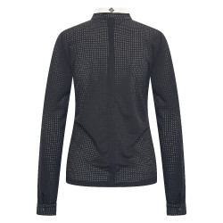 Polo da concorso in mesh Imperial Riding Grandprix a maniche lunghe da donna Nero