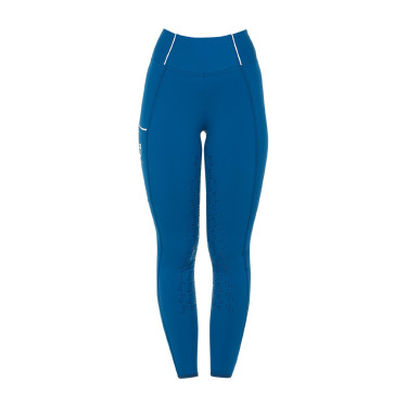 Leggings aderenti da donna con grip completo Classic Equestro Blu corallo